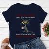 Cat Touch My Coffee I Will Slap You So Hard Print T-shirts for Women Fashion Casual Short Sleeve Tops Summer Ladies T-shirt Tops