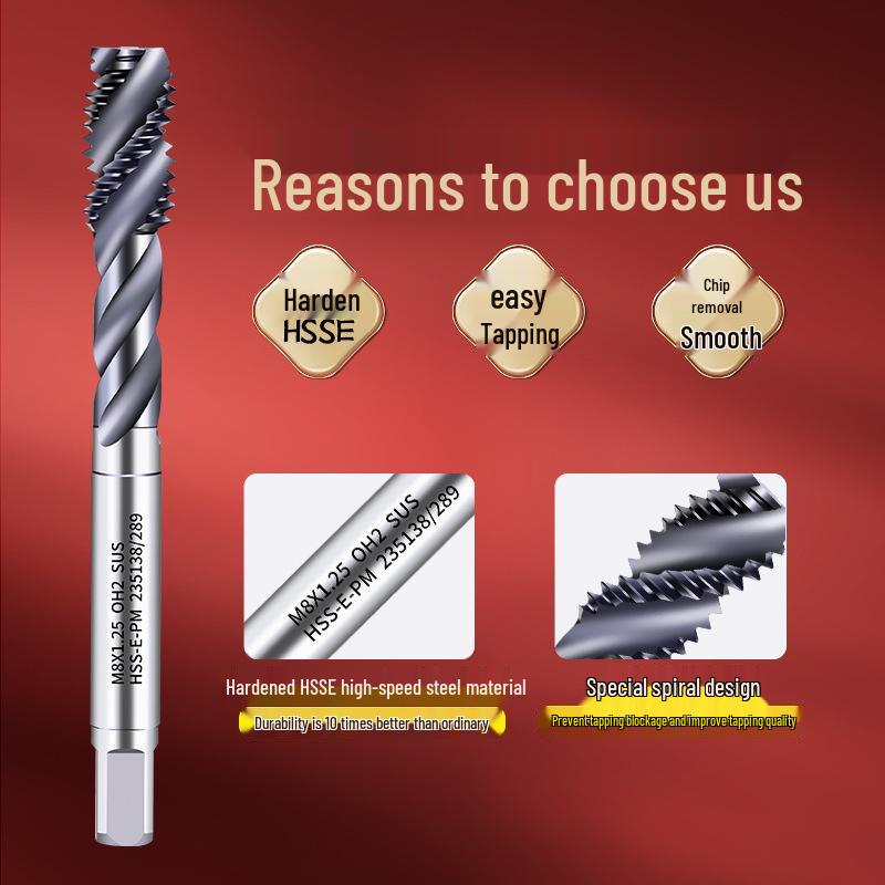 Tiangong Spiral Tap 289: Stainless Steel Blind Hole with Hard Coating