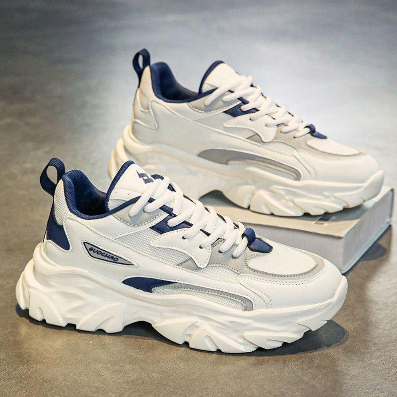 Men Sneakers 2024 New Autumn Breathable Mesh Korean Version Trendy Thick Sole Comfort Lace Up Sports Shoes Zapatillas De Hombre