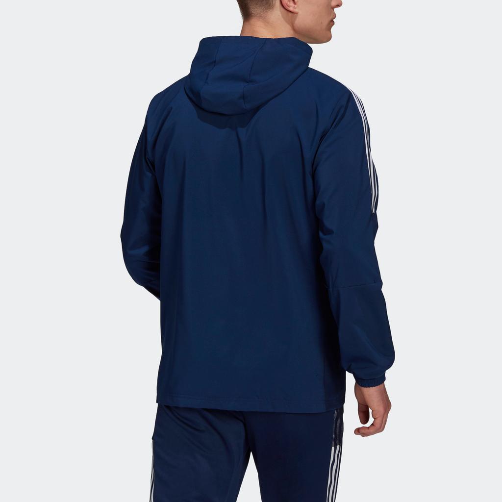 Adidas Side Stripe Color Block Logo Print Soccer Hooded Jacket Men Jacket Navy-Blue GP4962