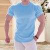 Men Sports T-shirt O Neck Short Sleeve Slim Fit Solid Color Elastic Quick-drying Soft