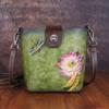 Genuine Leather Women's Vintage Bag Crossbody Bag Flower Design