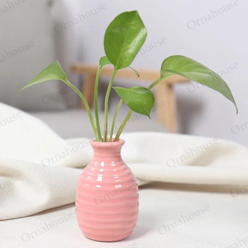1PC Nordic Style Mini Modern Flower Vase Home Decoration Living Room Ceramic Home Decoration Floreros Vintage Flower Pot Vases