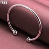 925 Sterling Silver 4mm Smooth Solid Bead Bracelet Cufflinks Bracelet Fashion Charm Wedding Jewelry