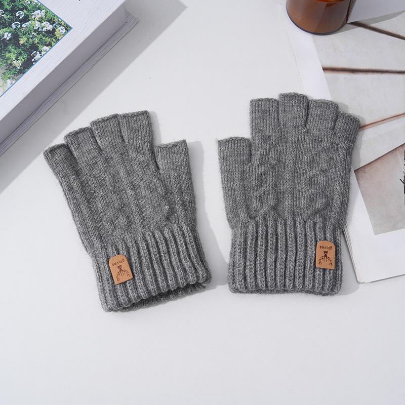 Autumn and Winter Camel Wool Warm Windproof Breathable Portable Simple Gloves Warm Cold Half-finger Gloves Outdoor Riding