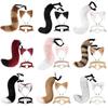 Simulation Fake Fox Wolf Tail Masquerade Party Ears Hair Hoop Novelty Tail Set  Halloween Day
