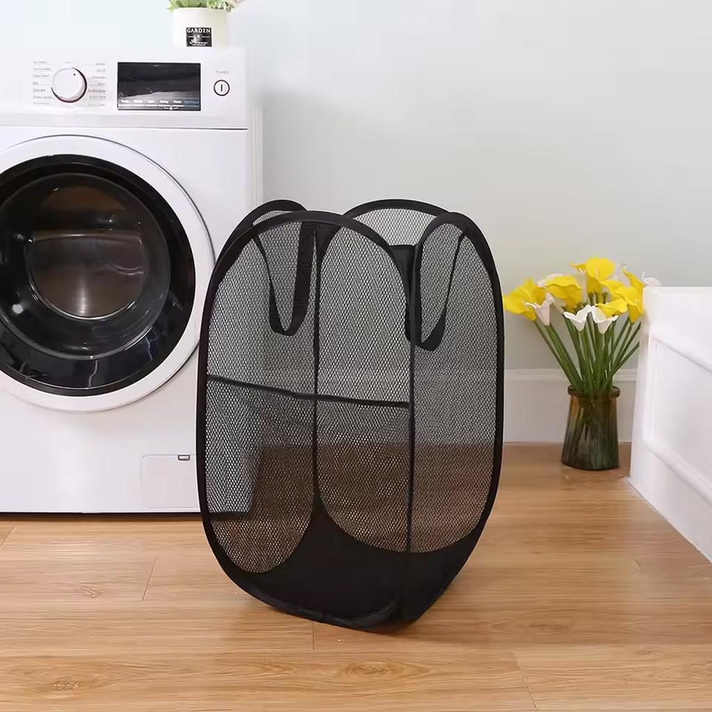 1pc-Folding Dirty Laundry Sorting Basket Washing FrameBathroomCloth MeshStorage BagFrame Bucket LaundryOrganizers Storage Pouch