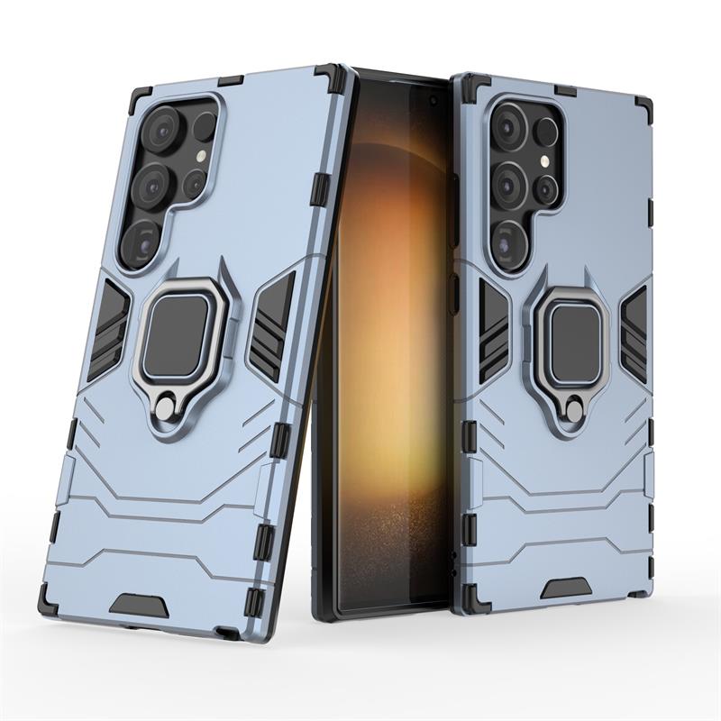 For Samsung Galaxy S24 Ultra 5G Case Armor Ring Car Stand Silicone + PC Phone Case For Samsung S24 + Plus S 24 Ultra Back Cover