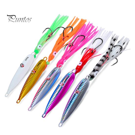 15CM/5.91G Luminous Squid Jig Hook Slow Shaking Glow-in-the-dark Squid Skirt Lure with Weight Sinker Deep Sea Trolling Fishing Bait Freshwater