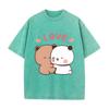 Bubu Dudu Kawaii Clothing Women Couple T-shirt Retro Washed Vintage Panda Bear Cute Cartoon Women T-shirt