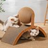 Wooden Cat Scratcher Sisal Cat Scratching Ball 2 In 1 Wear-Resistant Grinding Paw Toy Scratch Board Solid Wood Scraper for Cats