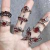 1PC Punk Creative Gothic Halloween Jewelry Unisex Adjustable Opening Red Rings