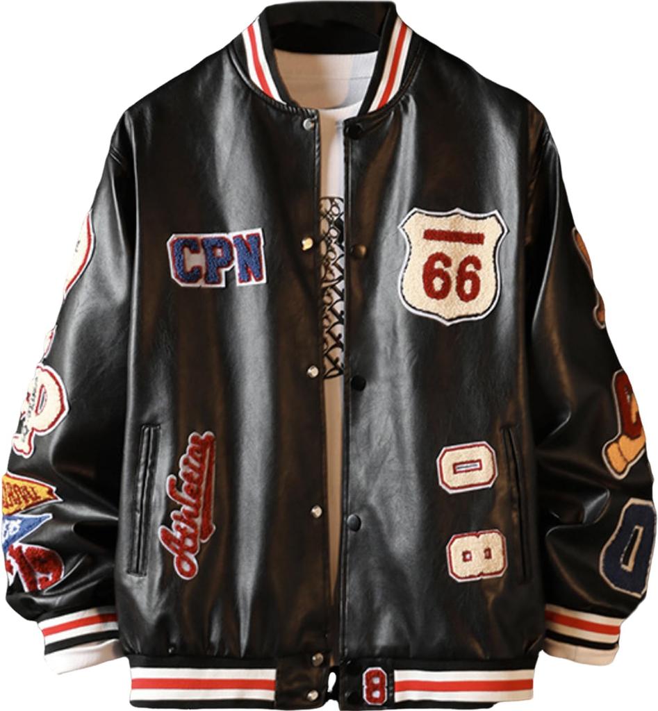 Airby College Logo Patch Blouson Stadium Military Cold Men's Jacket, Jacket, Style, Casual, Weather, Windproof, Black, 4A-A12-BKL