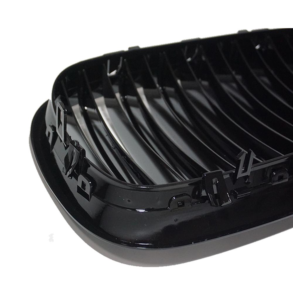 2PCS Bumper Kidney Grille Front Grill Double Slat Line For BMW X5 X6 E70 E71 2008-2013 Car Styling Gloss Black Racing