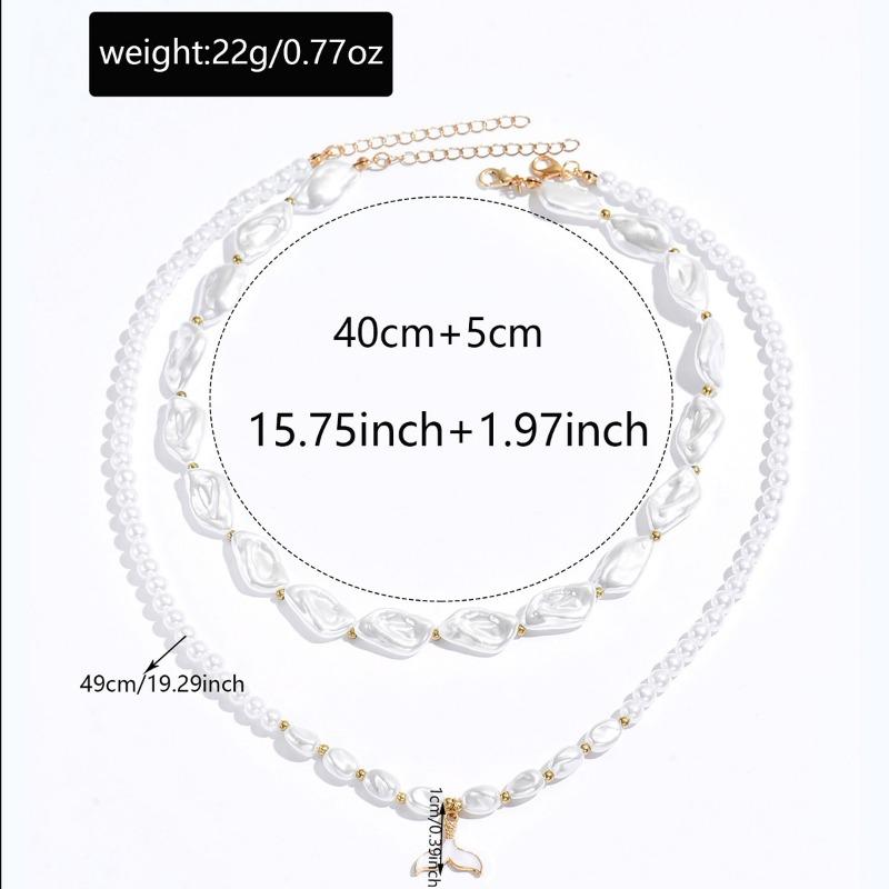 Hot-selling Light Luxury Irregular Baroque Imitation Pearl Necklace Summer Versatile Fishtail Stacked Collarbone Chain