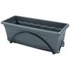 Planter with Tray and Balcony Stand - PLASTIKEN - Anthracite - 50x20cm - 10 L