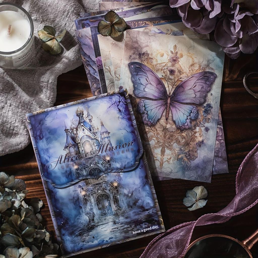 50 Sheets/Pack Vintage Fantasy Background Palace Flower Decoration Material Paper Perfect for Journal Scrapbooking DIY Supplies