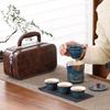 Travel Tea Set, Portable Kung Fu Tea Set, Ceramic Teapot, Tea Can, Tea Cup, Outdoor Quick Cup, Tea Can, Leather Bag Packaging