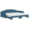 VidaXL Daybed with Trundle Bed and Mattress Blue 90x200 Cm Velvet 3197324