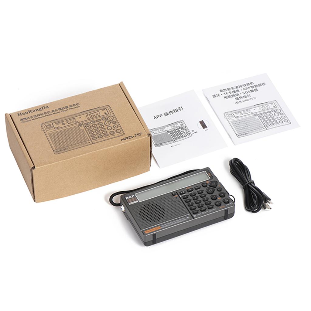 HanRongDa HRD-757 Multi-band Radio FM AM MW SW V.UHF AIR WB Portable Radio APP Control BT TF Music