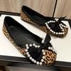 2025 Spring Summer Shoes Women Flats Elegant Ladies Leopard Shoes Fashion Brand Boat Shoes Flat Plus Size 42 A43760