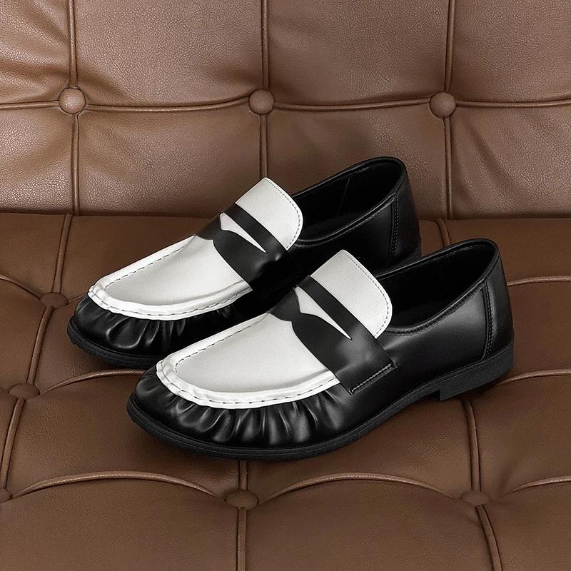 High Quality Genuine Leather Men Shoes Breathable Business Slip On Loafers Man Casual Black Flats Driving Walking Shoes Moccasin