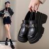 British Style Small Leather Shoes Women's Autumn 2025 New Platform Non-slip Loafers Round Head One Pedal Single Shoes Ins