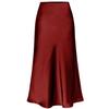 Elegant Temperament, High-quality Acetate Satin Elastic High-waist Split Mid-length Skirt