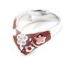 Silver Ring 'Flower' Red