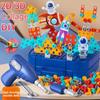 DIY STEM Construction Tool Set Electric Drill Screw Nut 3D Puzzle Creative Pretend Play Engineering Toys for 3-8 Ages Boys&Girls