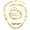 Htpwe Stainless Steel Glossy Chain Bracelet Necklace Set For Women 18k Gold Couple Holiday Gift Set Party Daily Zircon