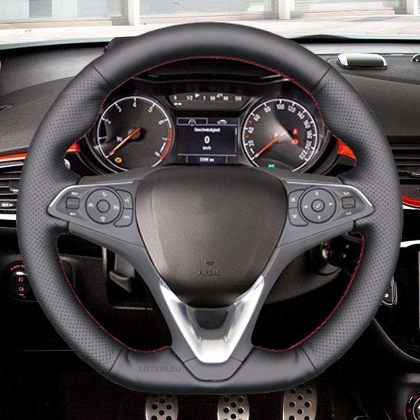 Черный чехол на руль автомобиля из искусственной кожи для Opel Astra 2015-2021 Corsa Combo Mokka 2018-2021 Grandland X Insignia CT 2017-2021