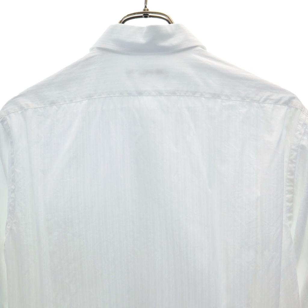 Celine Striped Pattern Long Sleeve Cotton Shirt White Men's Used