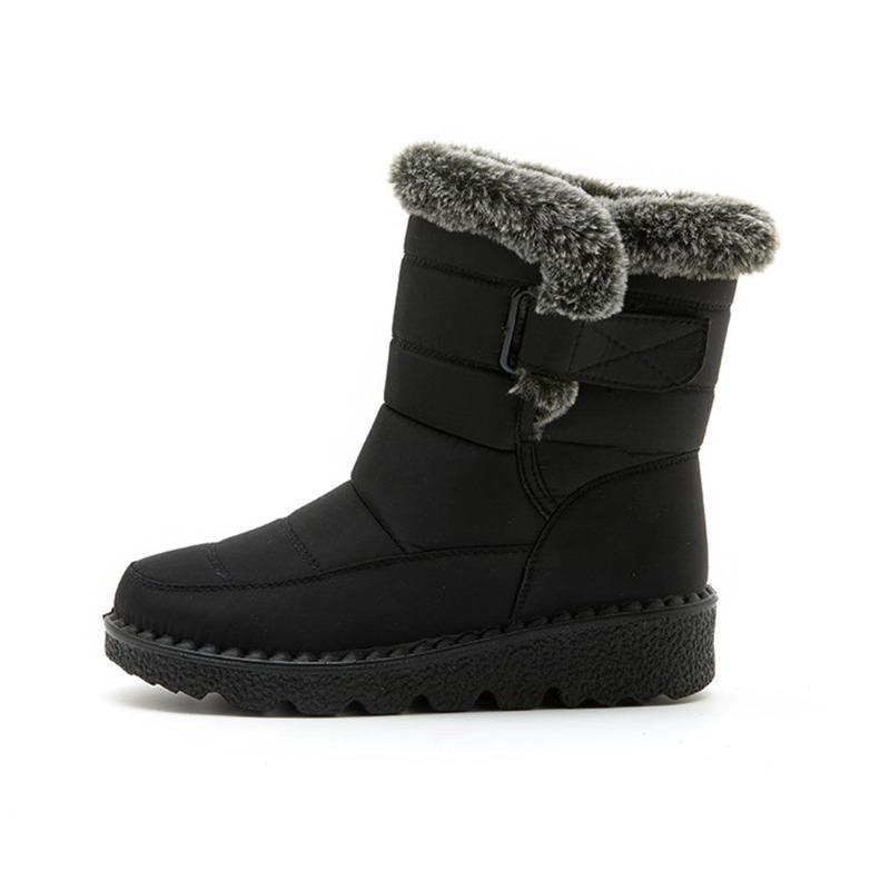 Women Autumn Winter Rabbit Fur High Barrel Warm Velcro Waterproof Snow Boots
