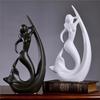 Mermaid Shape Ceramic Home Decor Statues - (Set of 2, Black & White)