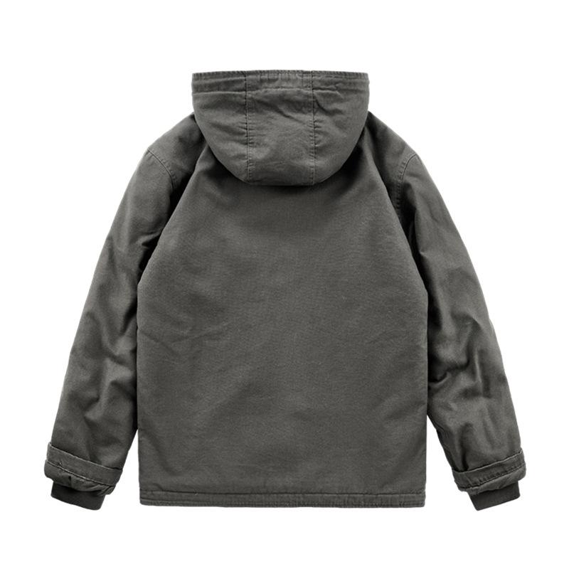 Winter Padded Jacket Men's Plus Velvet Padded Padded Jacket Hooded Lamb Fleece Jacket