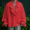 Men's Retro Shirt Lapel Pleated Fluffy Sleeve Shirt