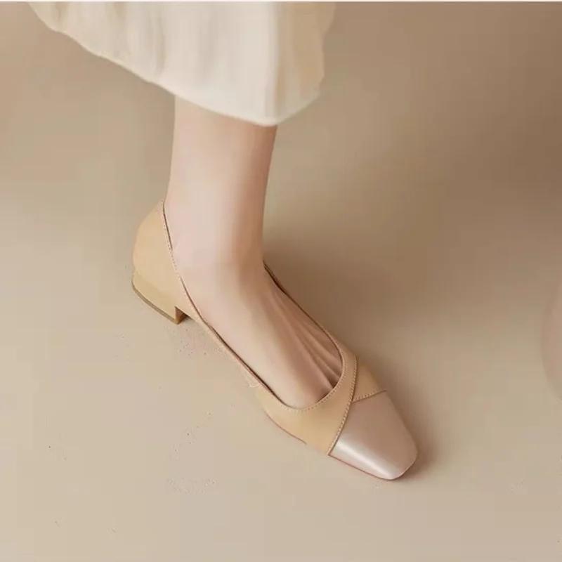 Fashion Korean Shoes Casual Female Sneakers Large Size Women Shallow Mouth Elegant Square Toe Mixed Colors Low Heels 2024 Big Size