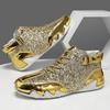 Fashion Men's Autumn Leather Casual Shoes Sequin Silver Sneakers Man High Top Shoes for Men Women Fashion Height-raising Men Sneakers