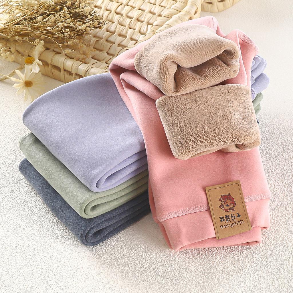 Children's Cashmere Pants Boys Girls Autumn and Winter Thermal Pants Large Children Thick Cashmere Long Johns Leggings
