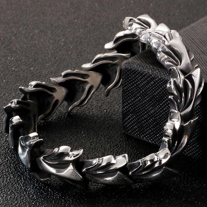 17MM Keel Chain Bracelet For Men Old Silver Color Stainless Steel Men's Bracelets Accessories Vintage Bikers Jewelry Armband