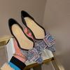 Plus Size Flats Shoes for Women Spring Pointed Toe Beautiful Bowknot Loafers Girl Slip-on Rhinestone Boat Shoes Summer Sandals