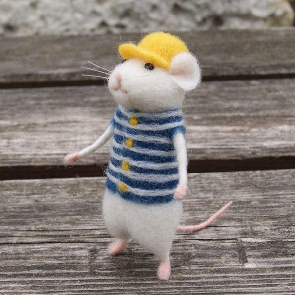 Non-Finished Poked Needle Kit Wool Kits Gift Mouse Wool Felting Mouse Ornament Felt Toy Doll