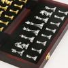 Magnetic Travel Chess Set Gold Silver Metal Chess Pieces Folding Wooden Chess Board