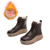 Leather Rabbit Fur Snow Boots 2025 Winter New Thick-soled Heightening Women's Boots Fashion Versatile Short Boots Warm Martin Boots