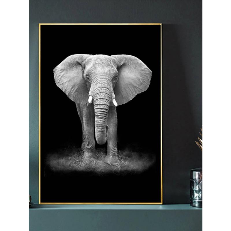 Black and White Modern Minimalist Animal Art Poster Lion Elephant Giraffe Canvas Painting Home Decor Wall Art
