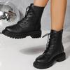 Fashion 2025 Fashion Leather Lace-Up Ankle Boots for Women Wear-Resistant Zip Platform Woman Bootie Round Toe Zip Women's Boots