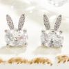 Cute Bunny Ear Studs Temperament Entry Lux Niche Zircon Earrings Eardrops New Exquisite Rabbit Small Female