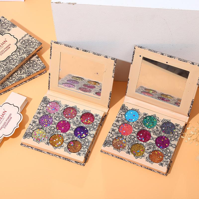 9-color Diamond Sequin Eyeshadow Palette Pearlescent Matte Waterproof Pink Diamond Eyeshadow Palette