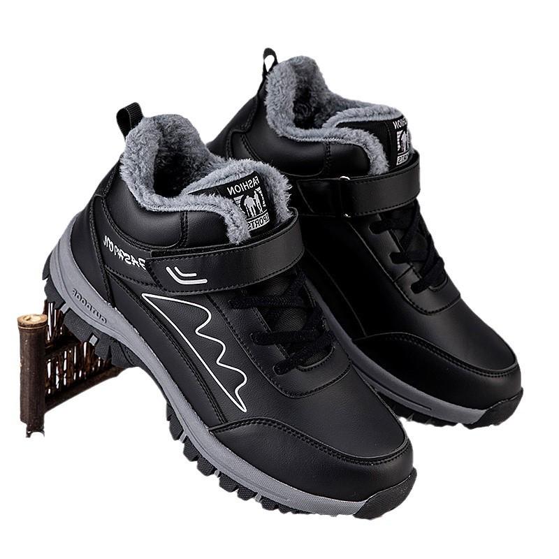 Cotton Shoes for Women: Winter Walking Shoes for Seniors and Middle-Aged, High-Top Leather Snow Boots To Prevent Rain and Snow